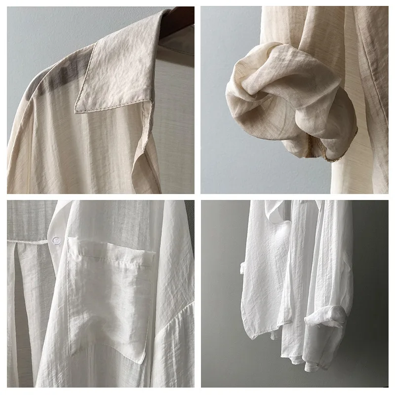 Summer Long Thin Casual Loose Tencel Cotton Sun-proof Shirts Breathable Plus Size Women Over Shirt Blouses
Summer Long Thin Casual Loose Tencel Cotton Sun-proof Shirts Breathable Plus Size Women Over Shirt Blouses