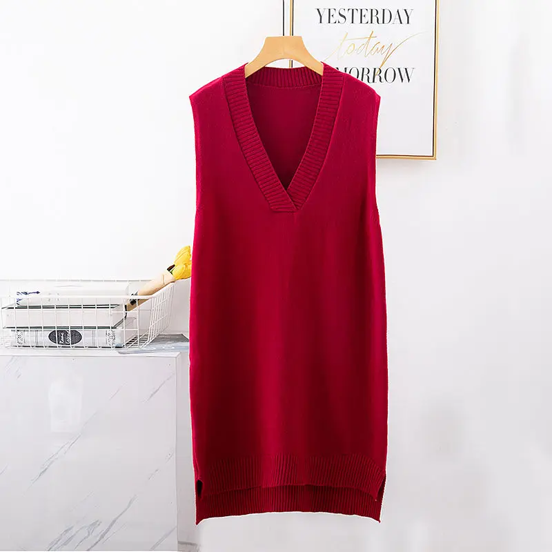 2021 Woman Elastic Knitted Sweater Waistcoats Female Long Thick Loose Pullover Autumn Winter Ladies Solid Sleeveless Clothes Q88
2021 Woman Elastic Knitted Sweater Waistcoats Female Long Thick Loose Pullover Autumn Winter Ladies Solid Sleeveless Clothes Q88