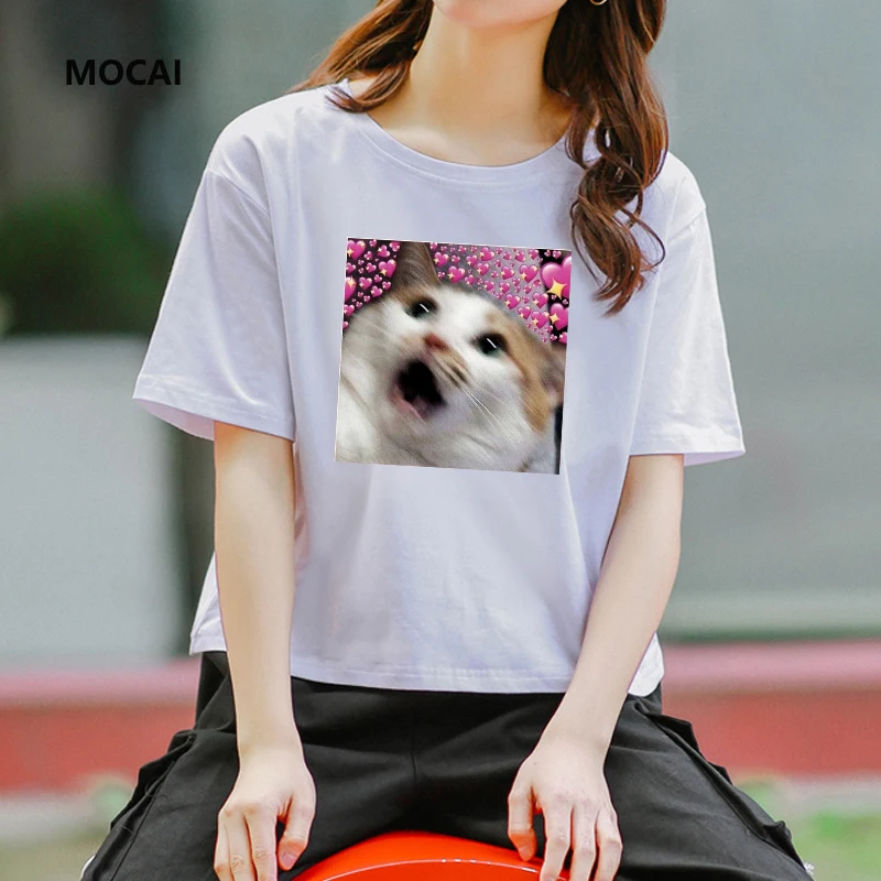 2021 Fun Cat Graphic Print Women's T-shirt Summer cute cat Kawaii street fashion Goth Harajuku white bottom top Casual wear
2021 Fun Cat Graphic Print Women's T-shirt Summer cute cat Kawaii street fashion Goth Harajuku white bottom top Casual wear