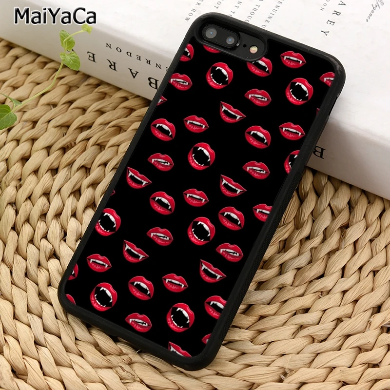MaiYaCa вампирские губы клыки кровяной чехол для телефона iPhone X XR XS 11 12 Pro MAX 5 6 6S 7 8 Plus