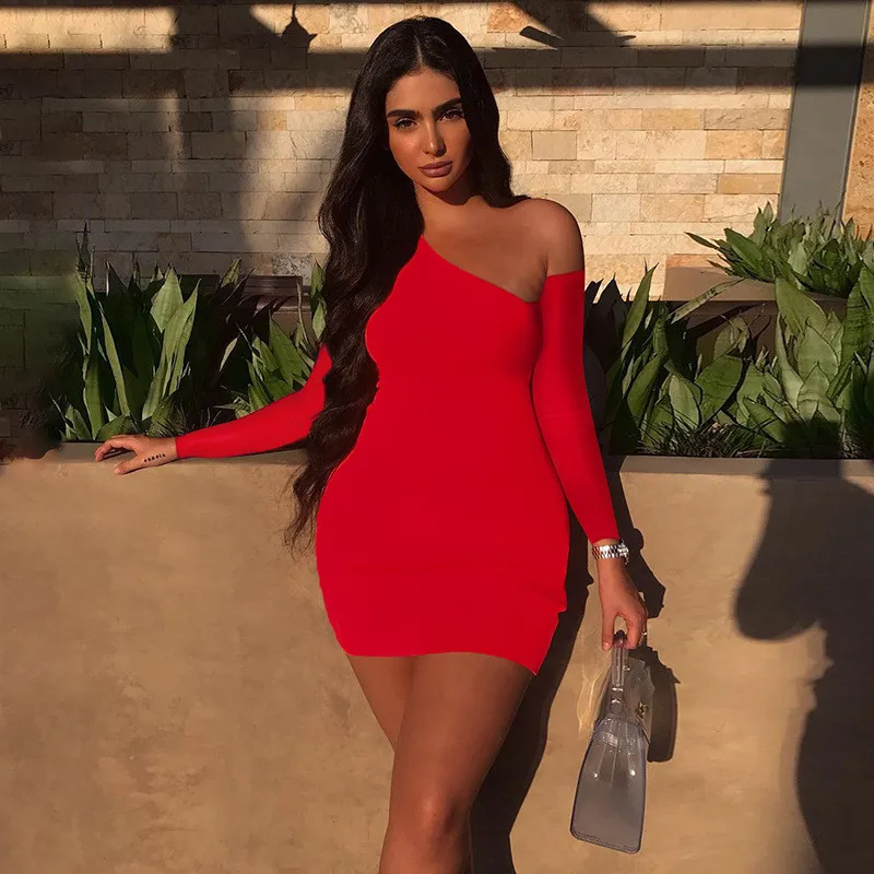 Women Dress Spring Autumn Ladies Sexy Fashionable Solid Color Sloping Shoulder Long Sleeve Slim Mini Skirt Bodycon Short Skirt
Women Dress Spring Autumn Ladies Sexy Fashionable Solid Color Sloping Shoulder Long Sleeve Slim Mini Skirt Bodycon Short Skirt