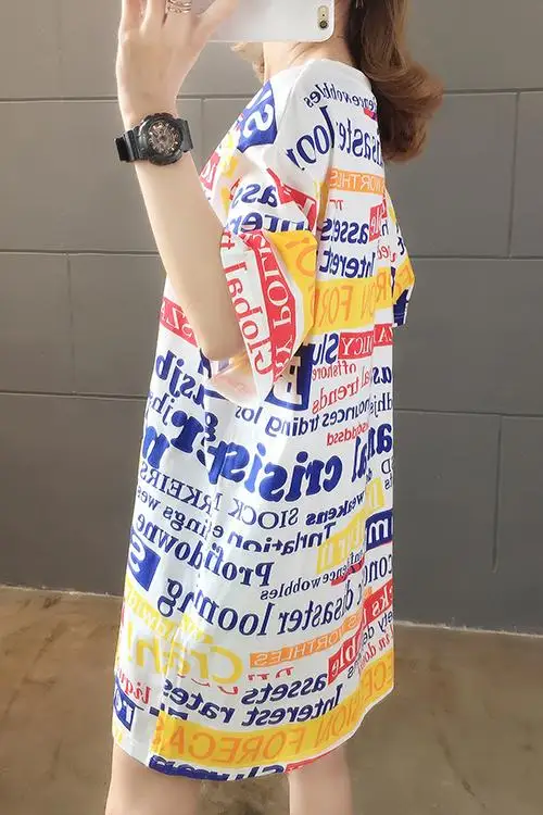 Houthion Summer Loose All-match O-neck Short Sleeve Women's T-shirt New Fashion Casual Large Size Letter Print Top Cotton
Houthion Summer Loose All-match O-neck Short Sleeve Women's T-shirt New Fashion Casual Large Size Letter Print Top Cotton