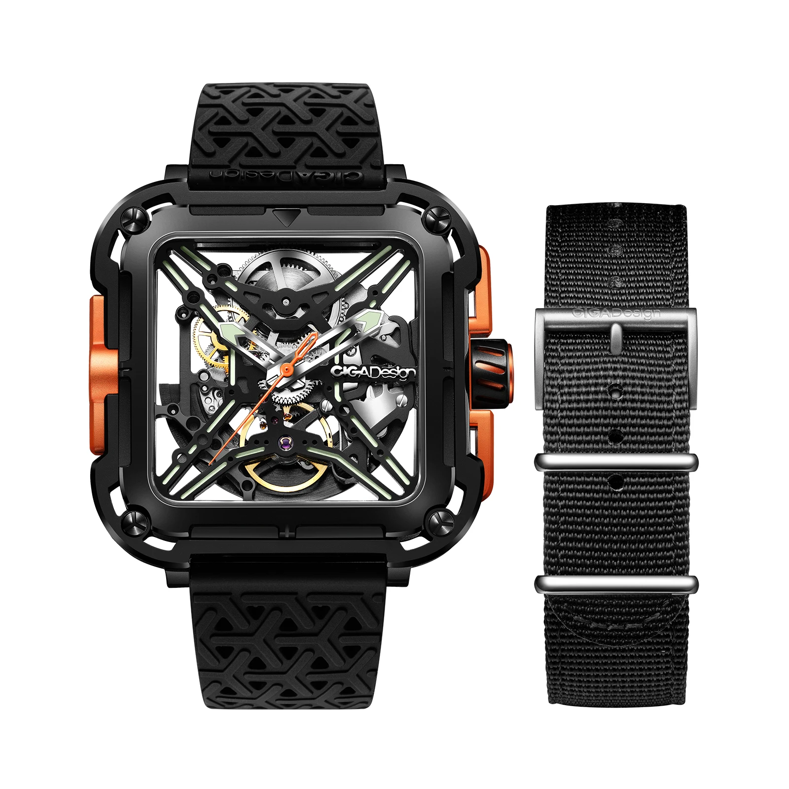 

CIGA Design X Series Watch Automatic Mechanical Stainless Steel Unique Skeleton Wristwatch(With Silicone And Nylon Strap)