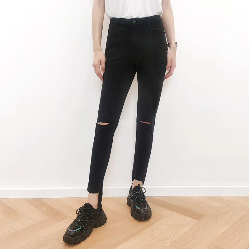 2021 Fashion Classic Brand Luxury Design Double Knee Holes Irregular Black Stretch Nine Point Jeans Women's Little Black Pants
2021 Fashion Classic Brand Luxury Design Double Knee Holes Irregular Black Stretch Nine Point Jeans Women's Little Black Pants