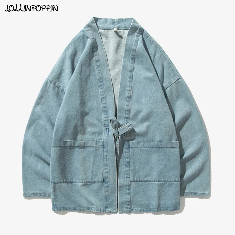 Japan Style Men Denim Kimono Jacket Stand Collar Open Placket 2021 Spring Vintage Mens Light Blue Jean Jackets Japanese Haori
Japan Style Men Denim Kimono Jacket Stand Collar Open Placket 2021 Spring Vintage Mens Light Blue Jean Jackets Japanese Haori