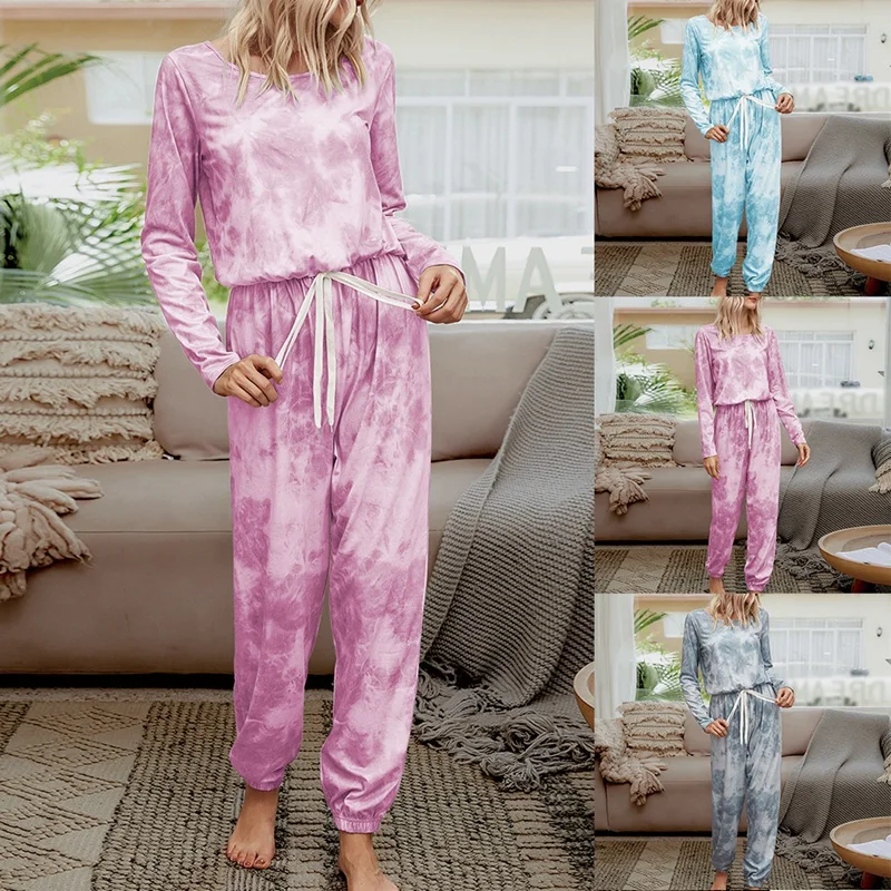 Women Elegant Home Tie Dye Print Jumpsuit Casual Long Sleeve Pants Lace Up Rompers
Women Elegant Home Tie Dye Print Jumpsuit Casual Long Sleeve Pants Lace Up Rompers