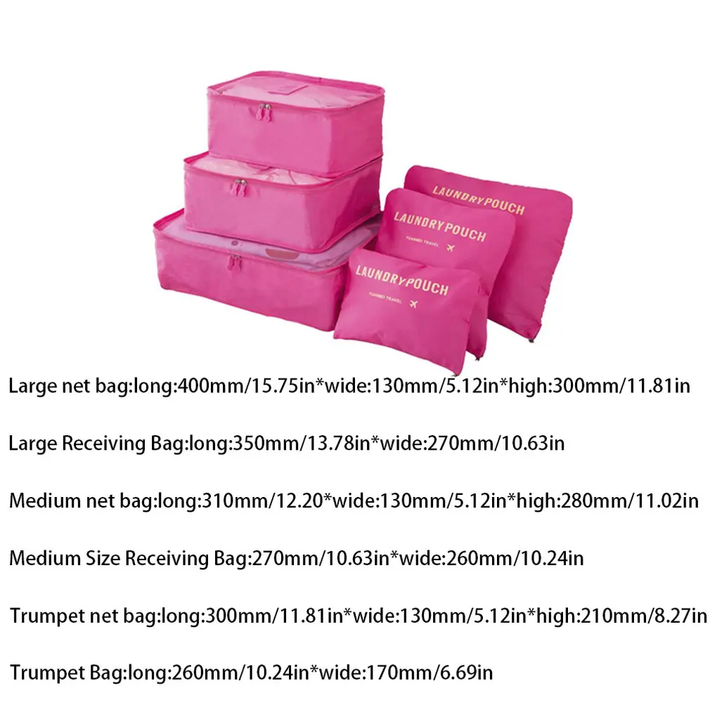6 Pcs/set Nylon Packing Cubes Set Travel Bag Organizer Large Capacity Travel Bags Hand Luggage Clothing Sorting First Aid kits
6 Pcs/set Nylon Packing Cubes Set Travel Bag Organizer Large Capacity Travel Bags Hand Luggage Clothing Sorting First Aid kits