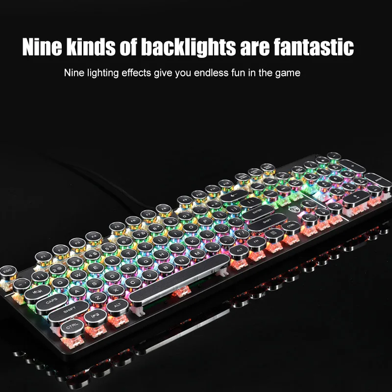 Wired Mechanical Gaming Keyboard 104 Keys Switches for Gamers with 9 Lighting Effect VH99
Wired Mechanical Gaming Keyboard 104 Keys Switches for Gamers with 9 Lighting Effect VH99