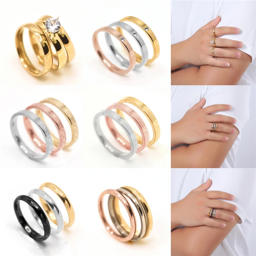 3Pcs Rings Combination Women Jewelry Classic Stainless Steel Tail Ring Simple Gold Color Couple Wedding Accessories Gifts
3Pcs Rings Combination Women Jewelry Classic Stainless Steel Tail Ring Simple Gold Color Couple Wedding Accessories Gifts
