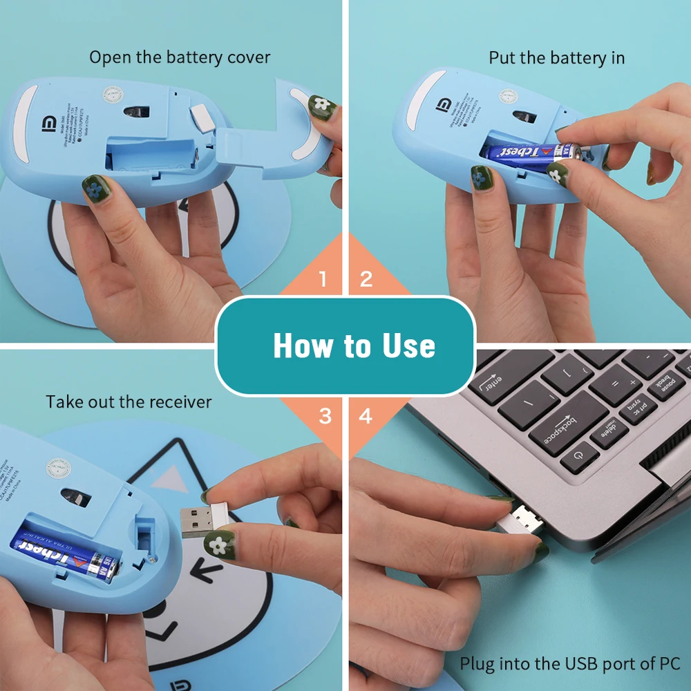 FD E680 2.4G Wireless Mouse Super Cute Cartoon Style ABS Silent Clicks Ergonomic Mute Mice With Mouse Mat Low Power Consumption
FD E680 2.4G Wireless Mouse Super Cute Cartoon Style ABS Silent Clicks Ergonomic Mute Mice With Mouse Mat Low Power Consumption