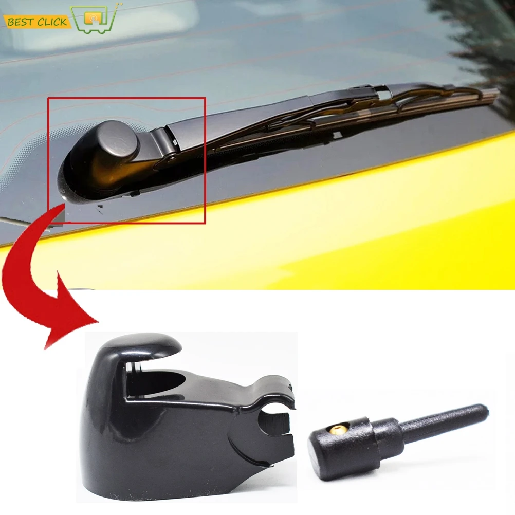Rear Window Wiper Arm Cover Cap Washer Nozzle Jet Set For VW Polo Caddy Golf Passat Touran 2003 2004 2005 Skoda