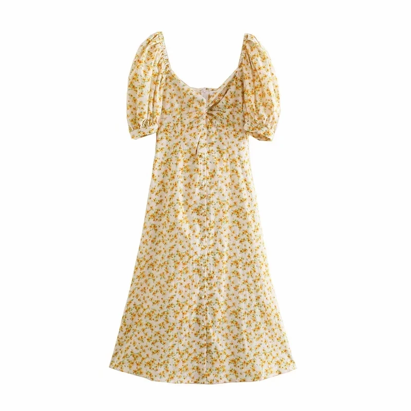 Summer Women Floral Print Knot Decoration Slim Midi Dress Female Puff Sleeve Clothes Casual Lady Vestido D7598
Summer Women Floral Print Knot Decoration Slim Midi Dress Female Puff Sleeve Clothes Casual Lady Vestido D7598