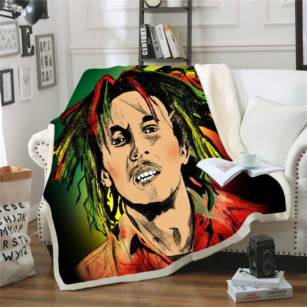 Reggae Singer Bob Marley Weed Funny Character Blanket 3D Print Sherpa Blanket on Bed Home Textiles Dreamlike Style 01
Reggae Singer Bob Marley Weed Funny Character Blanket 3D Print Sherpa Blanket on Bed Home Textiles Dreamlike Style 01
