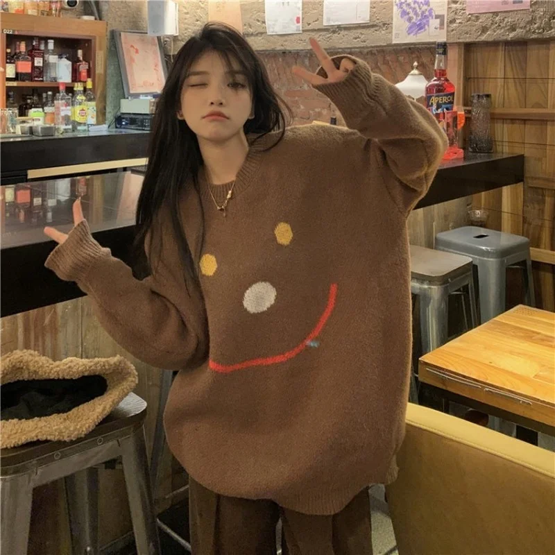 Fashion Loose Round Neck Smiley Face Printing Round Neck Thick Sweater Women 2021 Winter New Korean Style Pullover Sweater
Fashion Loose Round Neck Smiley Face Printing Round Neck Thick Sweater Women 2021 Winter New Korean Style Pullover Sweater