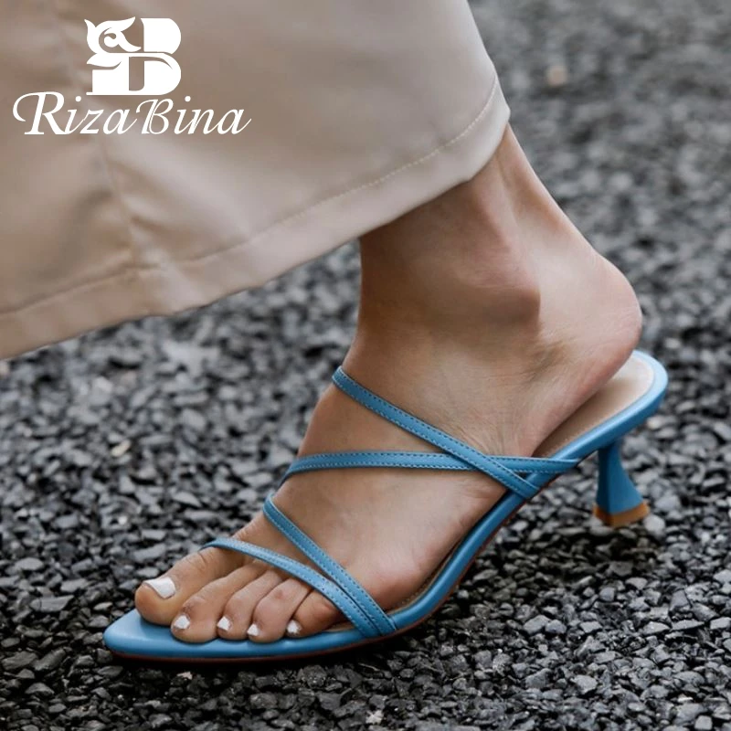 RIZABINA Genuine Leather Women Slippers Strange Heel Solid Color Slides Outdoor Summer Fashion Ladies Footwear Size 34-39
RIZABINA Genuine Leather Women Slippers Strange Heel Solid Color Slides Outdoor Summer Fashion Ladies Footwear Size 34-39