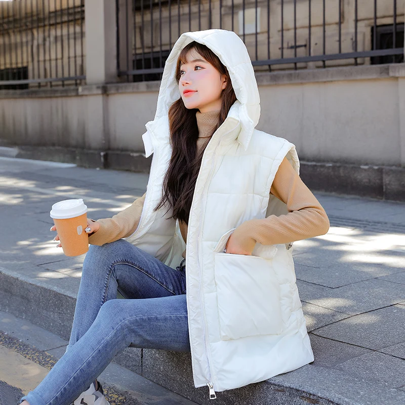 Warm Thicken Cotton Padded Vest for Female Casual Sleeveless Oversized Cotton Waistcoat Women Hooded Winter Long Vest Jacket
Warm Thicken Cotton Padded Vest for Female Casual Sleeveless Oversized Cotton Waistcoat Women Hooded Winter Long Vest Jacket