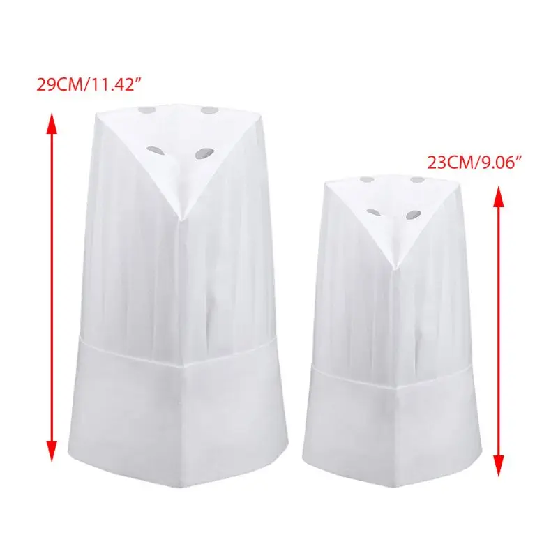 20 Pcs Unisex Disposable White Non Woven Pleated Chef Tall Hat Men Women Casual Restaurant Kitchen Cooking Round Cap 3 Styles
20 Pcs Unisex Disposable White Non Woven Pleated Chef Tall Hat Men Women Casual Restaurant Kitchen Cooking Round Cap 3 Styles