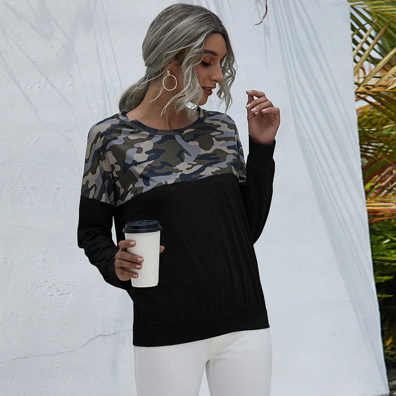Fashion Camouflage Printing Patchwork Womens T shirt Autumn New Long Sleeve O-Neck Loose Tops Tees Female Street Casual T shirts
Fashion Camouflage Printing Patchwork Womens T shirt Autumn New Long Sleeve O-Neck Loose Tops Tees Female Street Casual T shirts