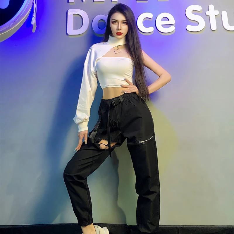 New Pole Dancing Clothes Nightclub Female Hip Hop Jazz Dance Clothing Girl Dance Group Overalls One Sleeve White Tops DQL5700
New Pole Dancing Clothes Nightclub Female Hip Hop Jazz Dance Clothing Girl Dance Group Overalls One Sleeve White Tops DQL5700