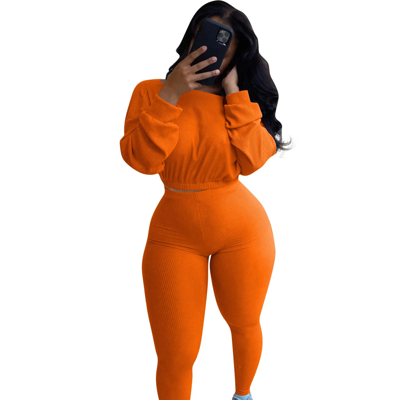 Plus Size Two Piece Set Long Sleeve Elastic Short Top and Leggings Trousers Playsuit Knit Tracksuit Women Wholesale Dropshipping
Plus Size Two Piece Set Long Sleeve Elastic Short Top and Leggings Trousers Playsuit Knit Tracksuit Women Wholesale Dropshipping