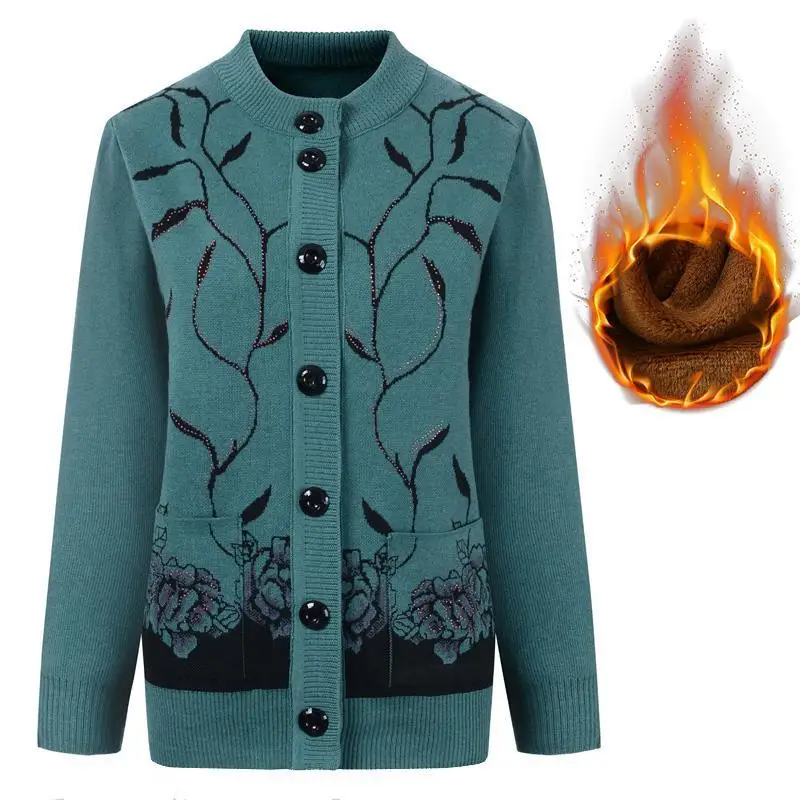 Knitted Sweater Cardigan Coat Woman Autumn Winter Add Fleece Warm Knit Sweater Jacket Female Middle-Aged Elderly Women Coat Tops
Knitted Sweater Cardigan Coat Woman Autumn Winter Add Fleece Warm Knit Sweater Jacket Female Middle-Aged Elderly Women Coat Tops