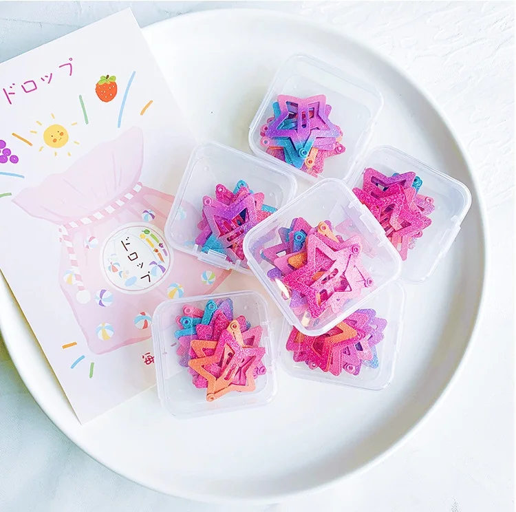 50pcs Fashion Cute Glitter Star Snap Clips Gradient Rainbow Color Star Barrettes Princess Headwear Boutique Hair Accessories
50pcs Fashion Cute Glitter Star Snap Clips Gradient Rainbow Color Star Barrettes Princess Headwear Boutique Hair Accessories