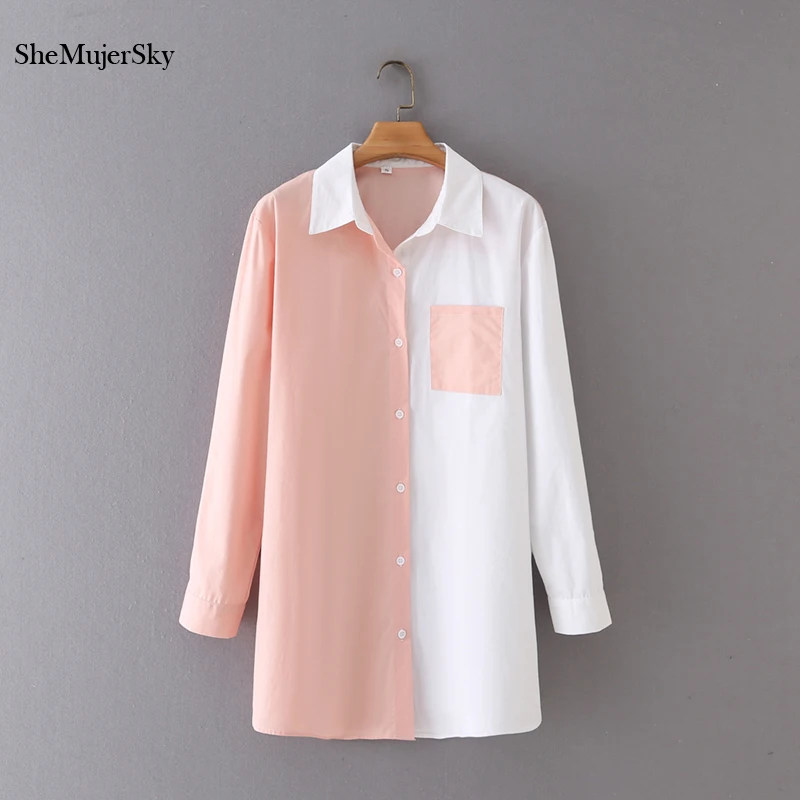 SheMujerSky Women Long Sleeve White Patchwork Pink Shirts 2021 Single Breasted Long Tops Casual Blouses
SheMujerSky Women Long Sleeve White Patchwork Pink Shirts 2021 Single Breasted Long Tops Casual Blouses