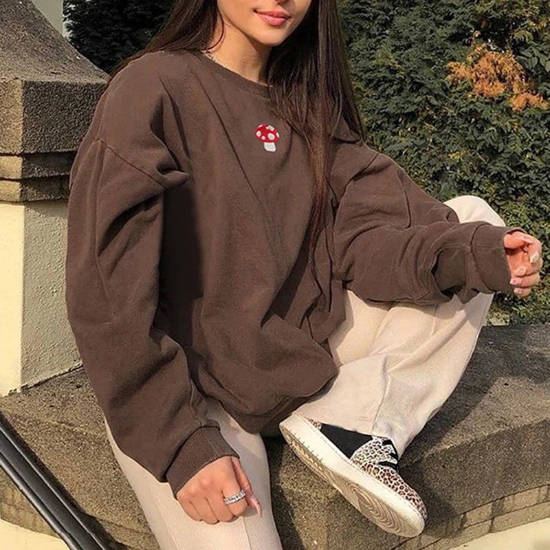 Men's and women's long sleeved hoodies, embroidered mushroom printed street clothes, independent aesthetics in the 1990s, round
Men's and women's long sleeved hoodies, embroidered mushroom printed street clothes, independent aesthetics in the 1990s, round