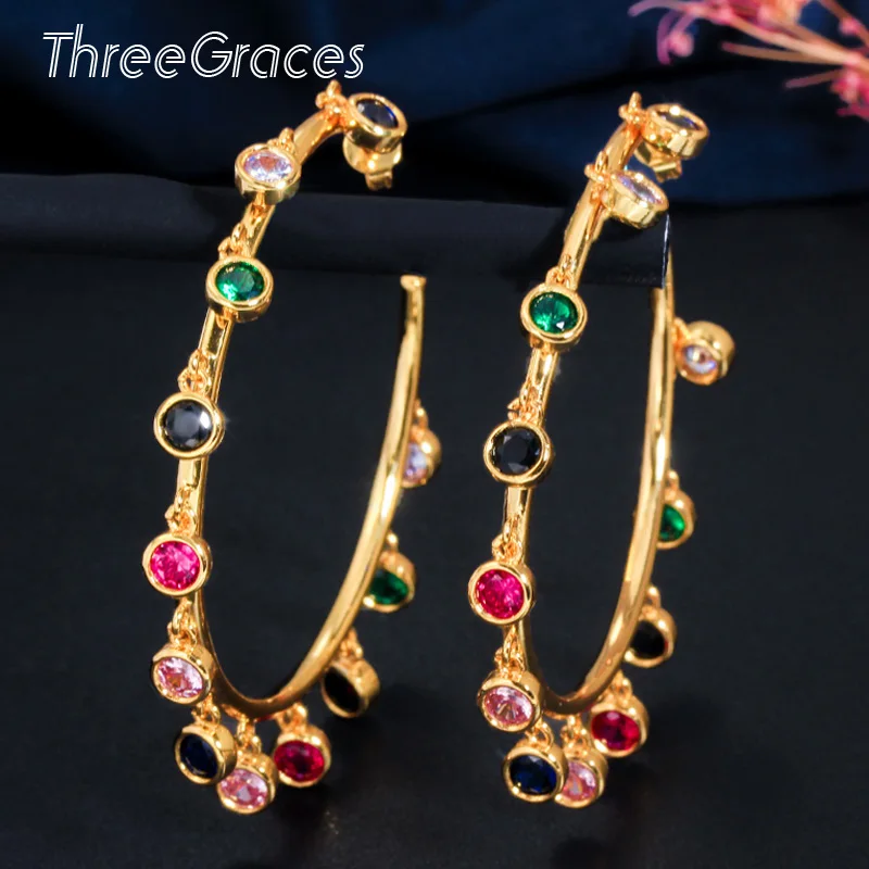 Серьги-подвески ThreeGraces, модные разноцветные Круглые серьги в стиле панк с фианитами золотого цвета, большой круг обруч, серьги-Люстра для же...
Серьги-подвески ThreeGraces, модные разноцветные Круглые серьги в стиле панк с фианитами золотого цвета, большой круг обруч, серьги-Люстра для же...