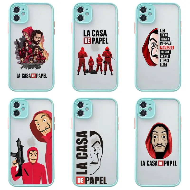 Spain TV Paper La Casa de papel Phone Case For iphone 13 12 11 Pro Max Mini XS 8 7Plus X SE 2020 XR Matte Transparent Light blue
Spain TV Paper La Casa de papel Phone Case For iphone 13 12 11 Pro Max Mini XS 8 7Plus X SE 2020 XR Matte Transparent Light blue