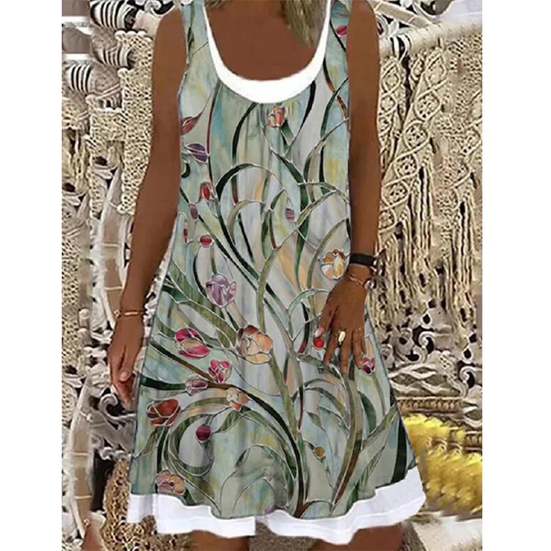 New Trends Dress Summer Women 3D Digital Printing Sleeveless Fake Two Piece Dresses Plus Size 3XL Female Boho Loose Dress Femme
New Trends Dress Summer Women 3D Digital Printing Sleeveless Fake Two Piece Dresses Plus Size 3XL Female Boho Loose Dress Femme