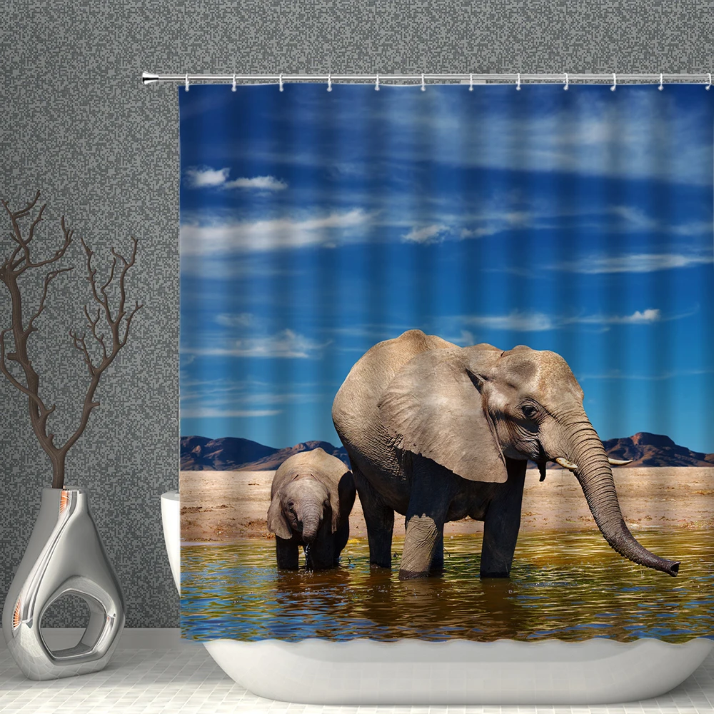 Elephant Shower Curtain Forest Grassland Wild Funny Animal Pattern Polyester Washable Cloth background Home Decorative With Hook
Elephant Shower Curtain Forest Grassland Wild Funny Animal Pattern Polyester Washable Cloth background Home Decorative With Hook