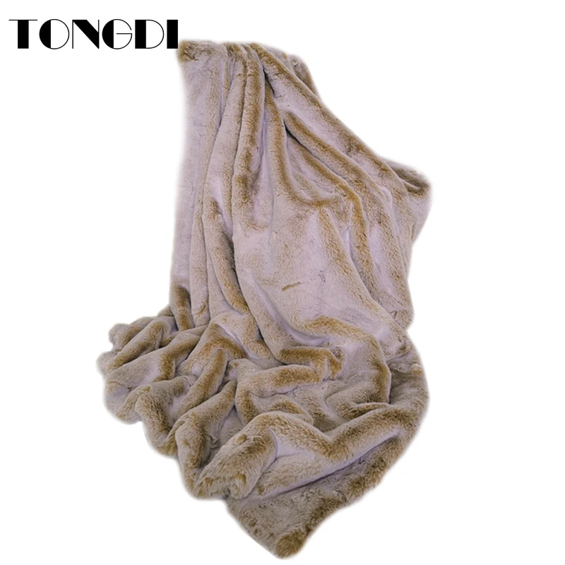 

TONGDI Plush Soft Warm Raschel Synthetic Rabbit Hair Throw Blanket Thick Luxury For Girl Gift Winter Couch Cover Bed Sofa