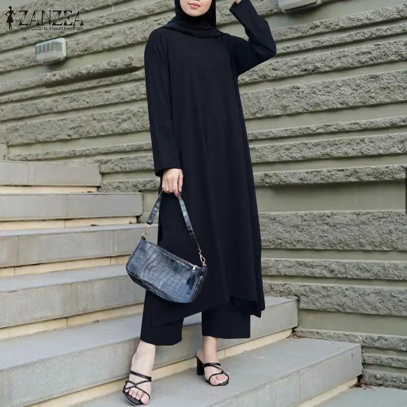 Casual Loose Kaftan Solid Blouse and Wide Leg Pants ZANZEA Women Muslim Sets Party Suits Autumn Marocain Turkish 2pc Oversized
Casual Loose Kaftan Solid Blouse and Wide Leg Pants ZANZEA Women Muslim Sets Party Suits Autumn Marocain Turkish 2pc Oversized