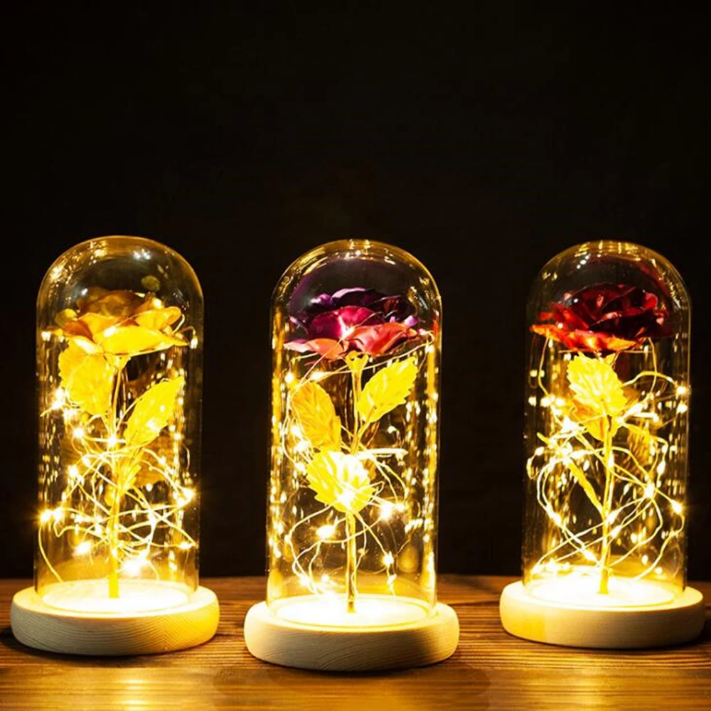 Artificial Eternal Rose Beauty And Beast Rose In Glass Cover LED Night Light For Home Decor Mother Valentines Day New Yea Gift 
Artificial Eternal Rose Beauty And Beast Rose In Glass Cover LED Night Light For Home Decor Mother Valentines Day New Yea Gift