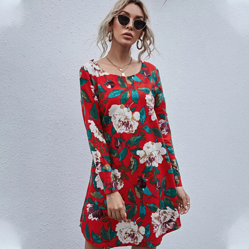2021 Lady Plus Size Autumn And Winter Women Fashion Casual Floer Print O Neck Buttons Long Sleeve Loose Waist A Line Mini Dress
2021 Lady Plus Size Autumn And Winter Women Fashion Casual Floer Print O Neck Buttons Long Sleeve Loose Waist A Line Mini Dress