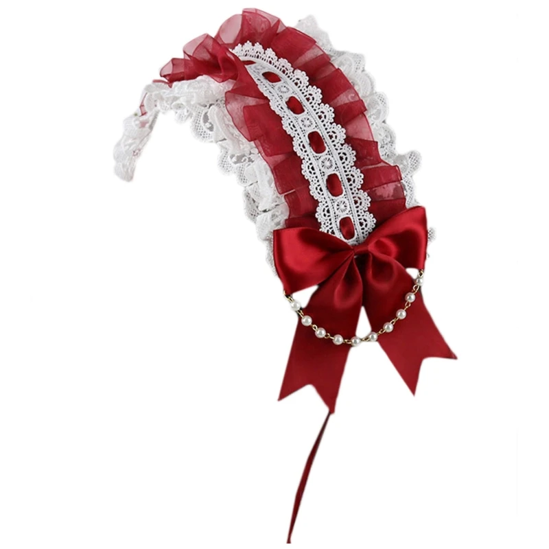 Girl Ruffles Lace Headband Long Ribbon with Bowks Hair Hoop Gorgeous Pearl Chain Headwrap Sweet Anime Lolita Accessories
Girl Ruffles Lace Headband Long Ribbon with Bowks Hair Hoop Gorgeous Pearl Chain Headwrap Sweet Anime Lolita Accessories