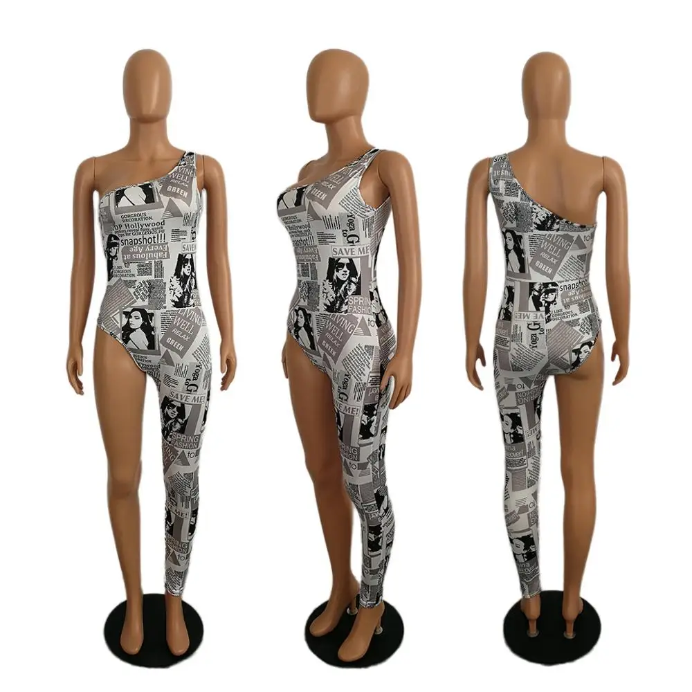 New Women One Shoulder Sleeveless Us Dollar Print Skinny Jumpsuit Sexy Night Club Party Romper 
New Women One Shoulder Sleeveless Us Dollar Print Skinny Jumpsuit Sexy Night Club Party Romper
