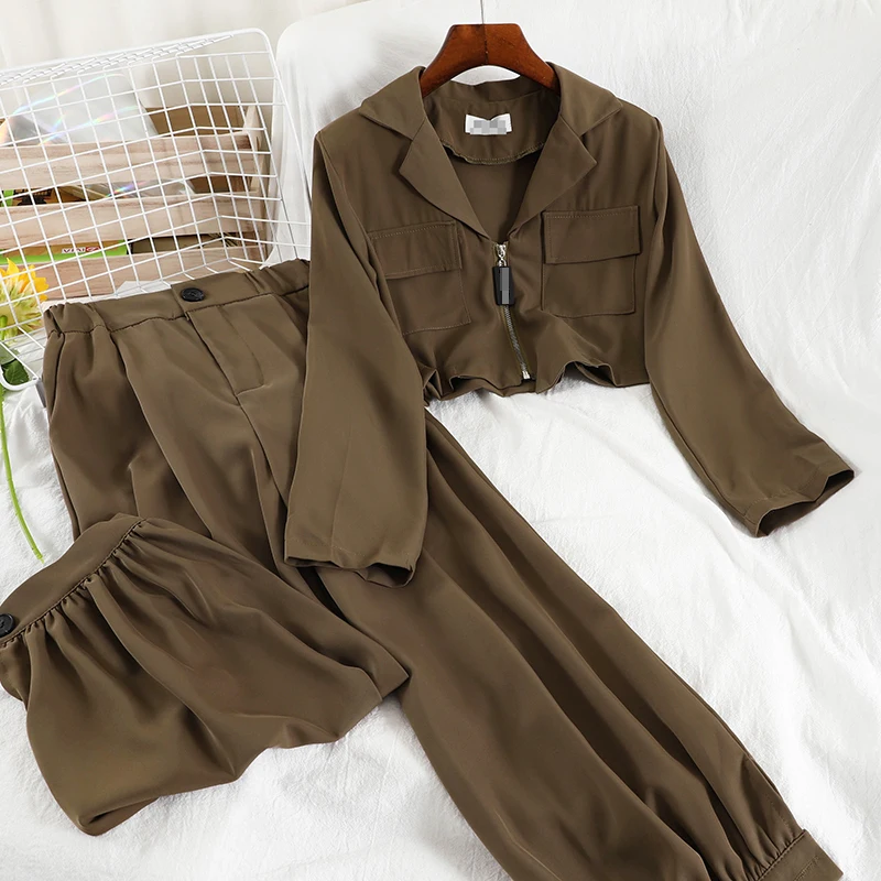 Women New Spring Summer Casual Two Pieces Sets Vintage Office Lady Zippers Blazers + Pants Street Short Blazers Pants Suits
Women New Spring Summer Casual Two Pieces Sets Vintage Office Lady Zippers Blazers + Pants Street Short Blazers Pants Suits