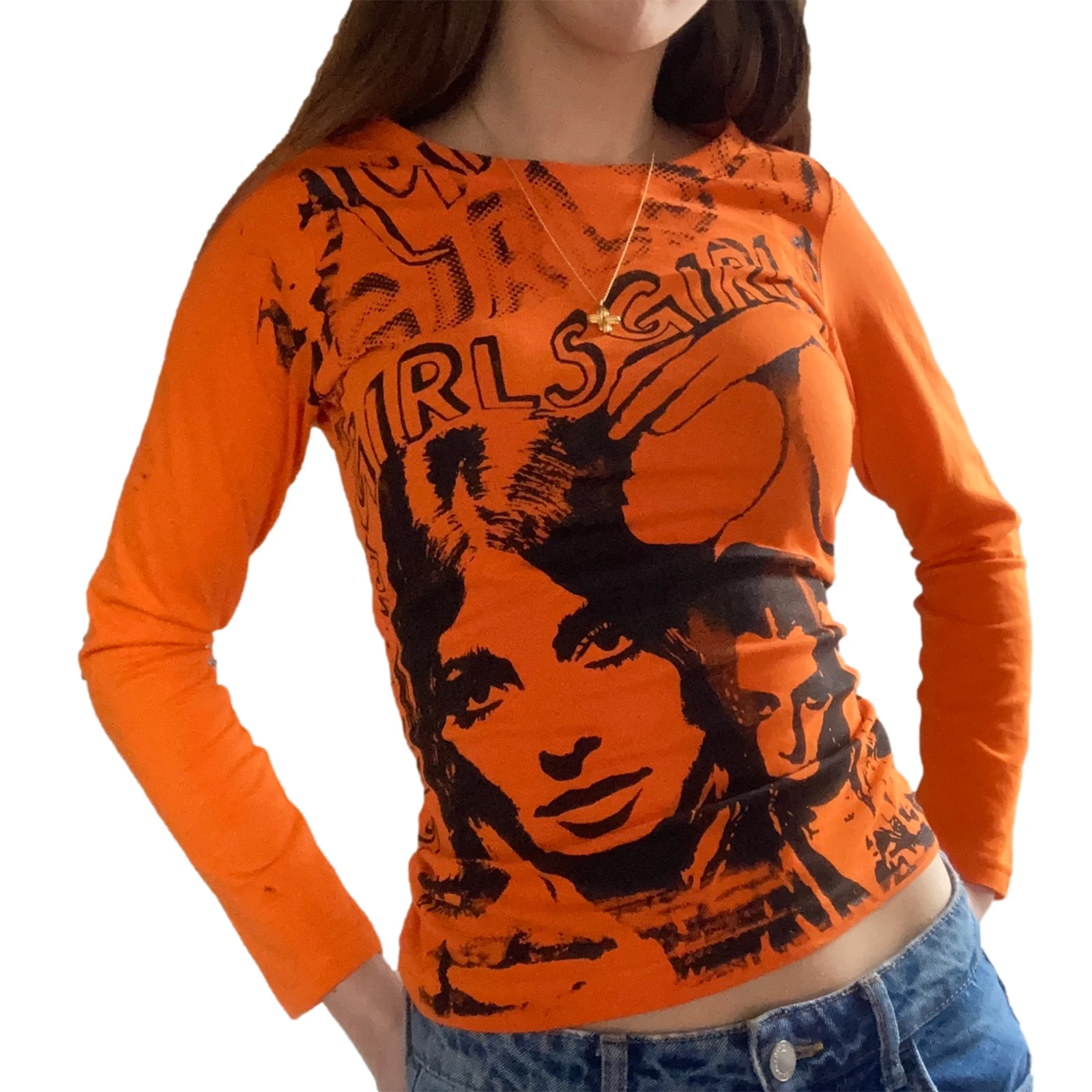 Y2K Women Vintage Crop Tops Female Letters Human Face Print O-Neck Long Sleeve T-Shirt for Spring Autumn
Y2K Women Vintage Crop Tops Female Letters Human Face Print O-Neck Long Sleeve T-Shirt for Spring Autumn