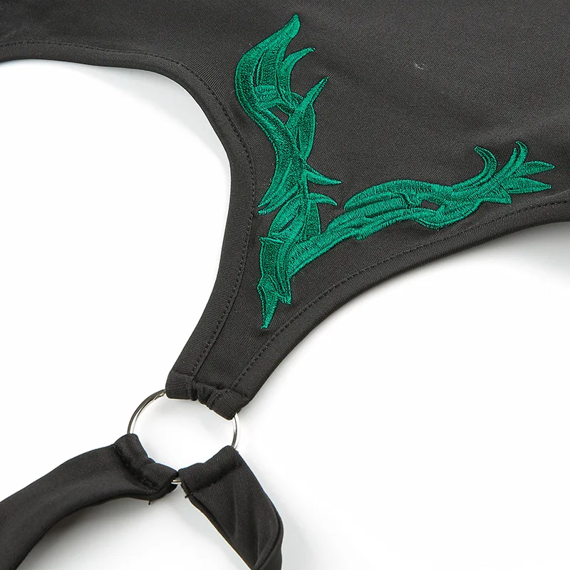 Punk Sexy Women Black Bodysuit 2020 Summer Female Gothic Green Embroidery Hollow Out Bodysuits 2020 Chic Streetwear Hip-hop Rock
Punk Sexy Women Black Bodysuit 2020 Summer Female Gothic Green Embroidery Hollow Out Bodysuits 2020 Chic Streetwear Hip-hop Rock