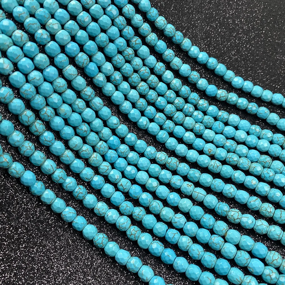 

Stone Beads blue Turquoises Round shape Loose isolation Beads Semi-Finished For jewelry making DIY necklace bracelet accessories