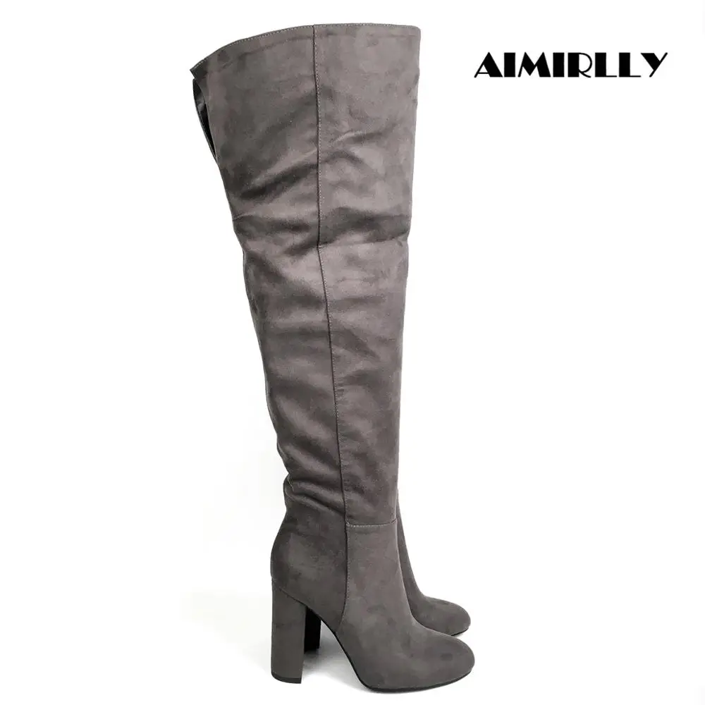 Winter Women's Over the Knee Boots Round Toe High Heels Shoes Block Heel Thigh High Long Boots Faux Suede in Grey PULL ON
Winter Women's Over the Knee Boots Round Toe High Heels Shoes Block Heel Thigh High Long Boots Faux Suede in Grey PULL ON