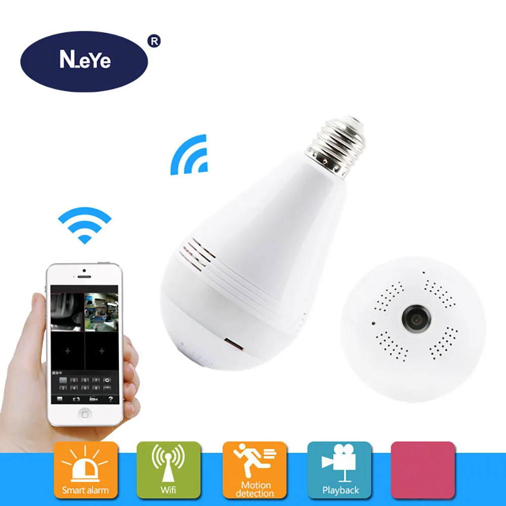 N_eye 4MP Bulb Light Camera WiFi Panoramic IP Security Surveillance with IR Motion Detection Night Vision Two-Way Audio for home
N_eye 4MP Bulb Light Camera WiFi Panoramic IP Security Surveillance with IR Motion Detection Night Vision Two-Way Audio for home