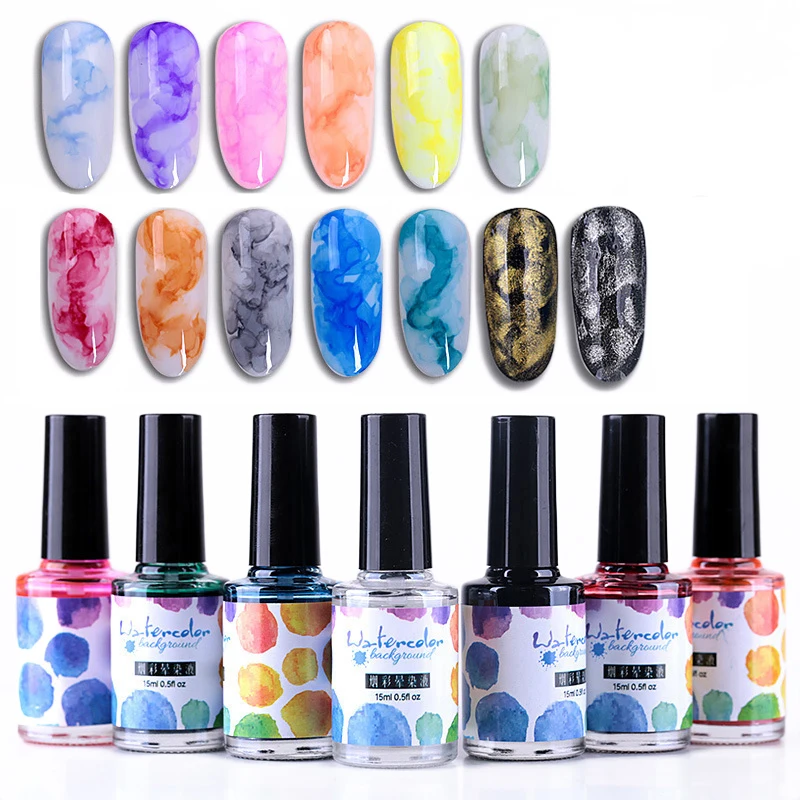 15mlWatercolor Nail Polish Blooming Nail Art DIY Tool Marble Tint Nail Gel Decor Smoke Effect Bubble Varnish Polish For Manicure
15mlWatercolor Nail Polish Blooming Nail Art DIY Tool Marble Tint Nail Gel Decor Smoke Effect Bubble Varnish Polish For Manicure