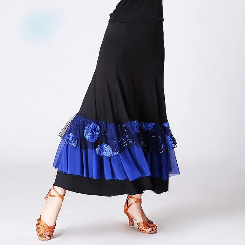 

Spain Women Flamenco Dance Costumes Purple Flamenco Skirts Ballroom Latin Salsa Dancing Dress Skirt Dancewear