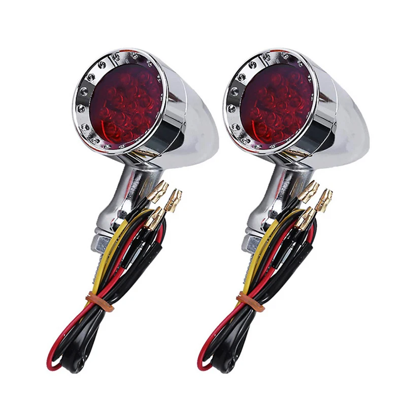 2Pcs Chrome Motorcycle LED-Bullet Red Brake Blinker Turn Signal Tail Light for Honda Yamaha Motorbikes
2Pcs Chrome Motorcycle LED-Bullet Red Brake Blinker Turn Signal Tail Light for Honda Yamaha Motorbikes
