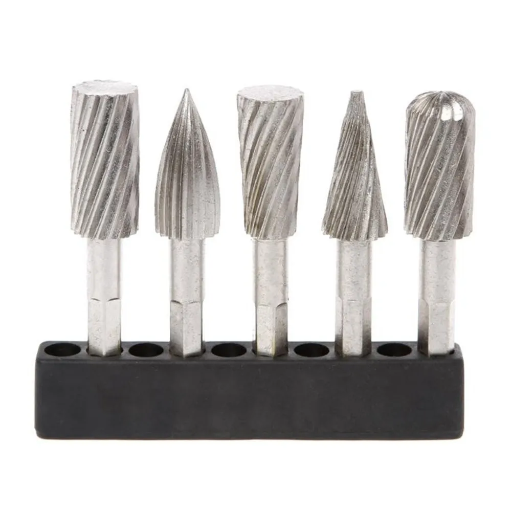 5pcs 1/4" Shank Electric Grinder HSS Rotary Rasp Files Burr Set For Cutting And Carving Soft Metal Plastic Wood
5pcs 1/4" Shank Electric Grinder HSS Rotary Rasp Files Burr Set For Cutting And Carving Soft Metal Plastic Wood