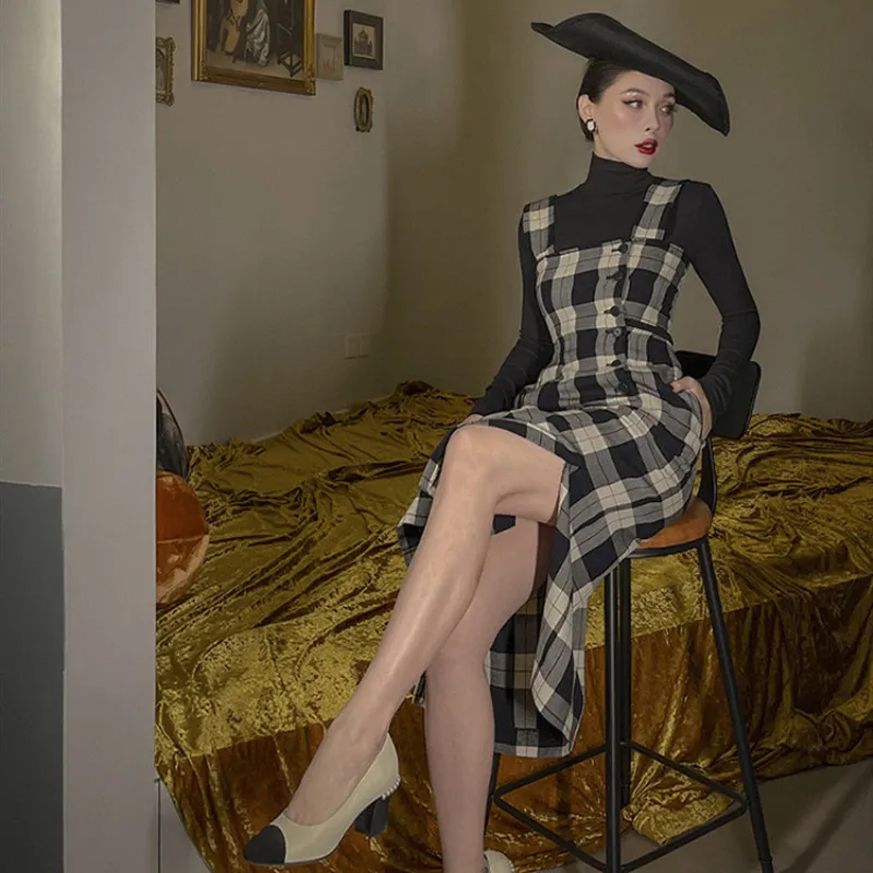 Винтажное 2021 оригинальное новое осеннее модное сарафан в клетку женское элегантное пикантное тонкое платье для офиса для женщин 
Винтажное 2021 оригинальное новое осеннее модное сарафан в клетку женское элегантное пикантное тонкое платье для офиса для женщин