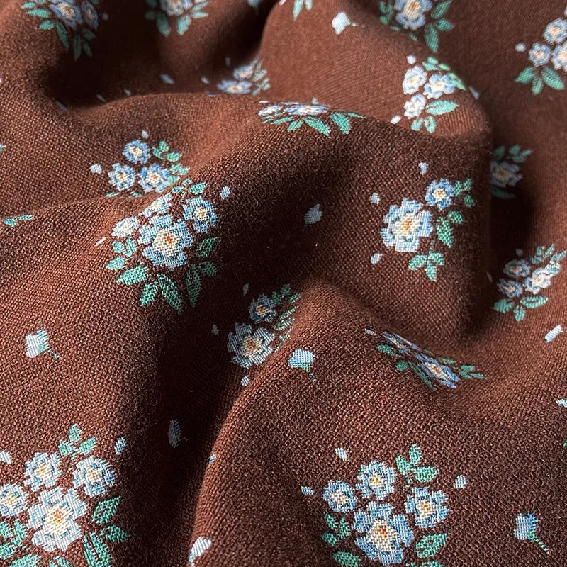 

150cm Width Brown Retro Flower Handmade DIY Spring And Autumn Clothing Coat Half Skirt Heavy Jacquard Fabric